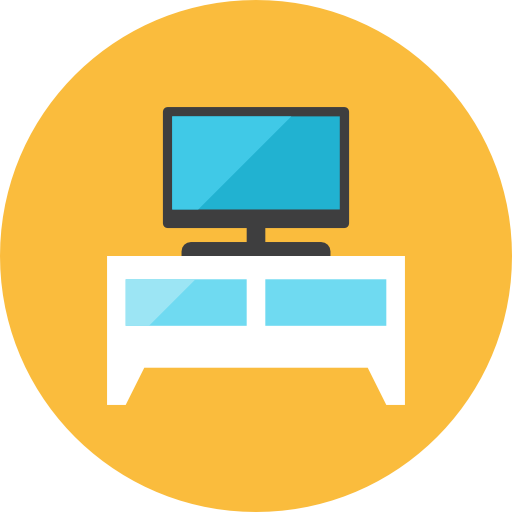 illustration of a television atop a shelf